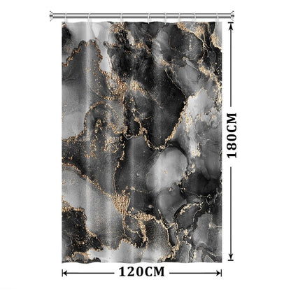 Xiaoterna Marble Fabric Shower Curtain Abstract Black Gold Grey Marble Textured Waterproof Bathroom Curtain Modern Luxury Elegant Mildew Resistant