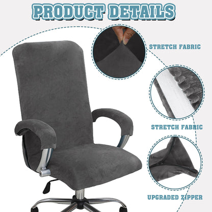 Office Chair Covers, Desk Chair Cover Universal Stretch Velvet Slipcover, Washable Plush Computer Chair Protector with Arm Covers