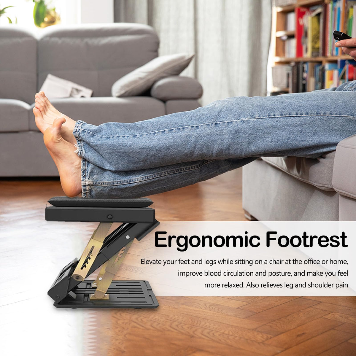 Footrest Desk, Adjustable Footstool Ergonomic Footstool Removable Office Foot Rest Footrest with Massage and Soft Seat Cushion for Car Office Home