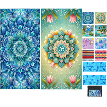 JAODFK 2 Pcs Microfibre Beach Towel 71"X32" Quick Dry Mandela Lightweight Sand Free Extra Large Thin Towels Travel Essentials For Adults Womens Swim