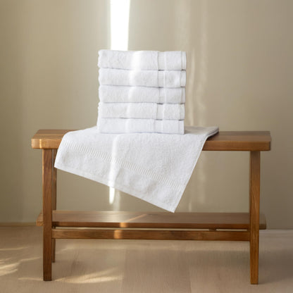 SALBAKOS Luxury Hotel and Spa Turkish Cotton Eco-Friendly Hand Towel Set Hand Towel 6 Pieces White