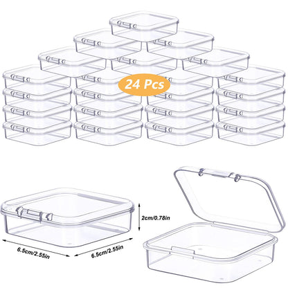 Prmape Pack of 24 Storage Boxes with Lid, Small, 6.5 x 6.5 x 2 cm, Rectangular Empty Mini Storage Box
