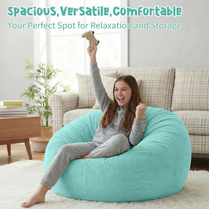 Nobildonna 3 ft Bean Bag Chair Cover (No Filler) for Adults and Kids 300L Extra Large Stuffed Animal Storage Bean Bag Washable Soft Premium Corduroy
