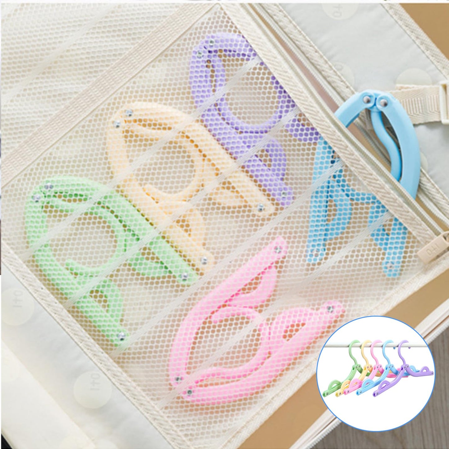 20 PCS Folding Clothes Hangers, 10 Color Portable Travel Coat Hangers, Plastic Travel Hangers Foldable