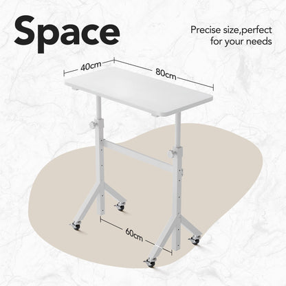 HUANUO Height Adjustable Standing Desk,6 Height Settings Up to 118cm,80x40cm Mobile Small Desk with Triangular Leg Design