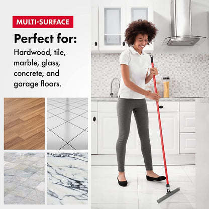 Heavy Duty Concrete Tile Floor Squeegee Silicone Squeegee Broom Floor Scrubber Large Single Rubber Lip Aluminum Long Handle 360° Swivel Garage Shower