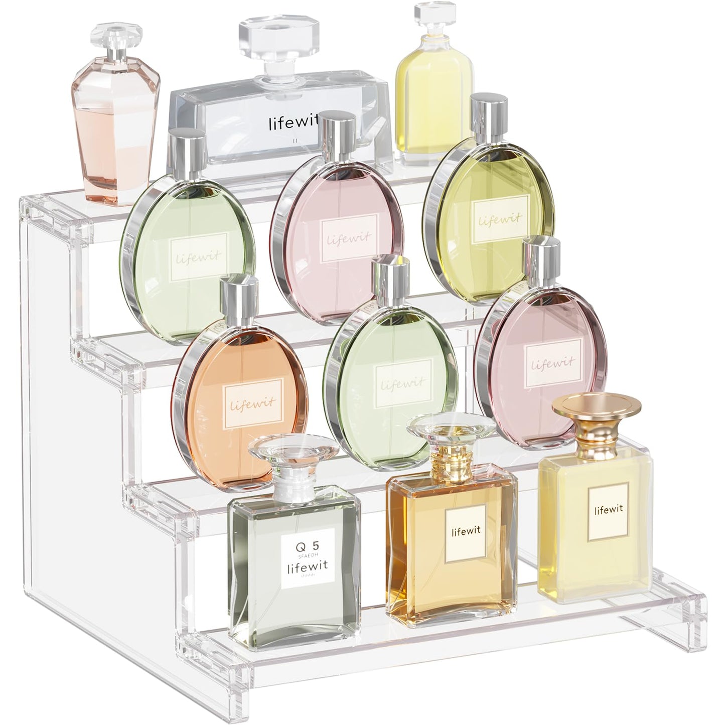 Lifewit Perfume Stand Organiser, 4 Tier Clear Plastic Fragrance Storage for Vanity, Makeup Cosmetics Skincare Aftershave Holder Desktop