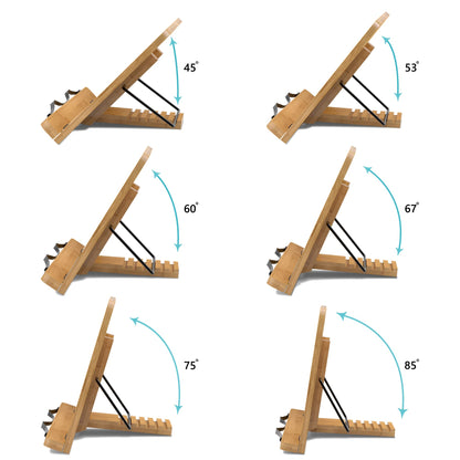 READAEER Bamboo Folding Portable Reading Stand Bookstand Cookbook Holder, M