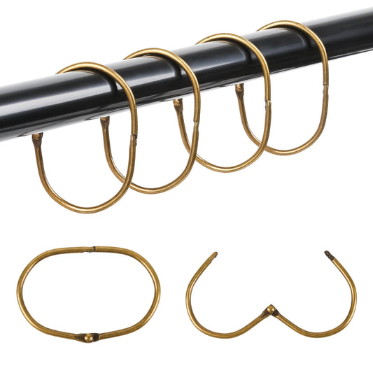 Mafeigu 30Pcs Shower Curtain Hooks,Metal Oval Shower Curtain Hooks, Roman Rings,Rustproof Decorative Rings (30, Oval-Bronze)