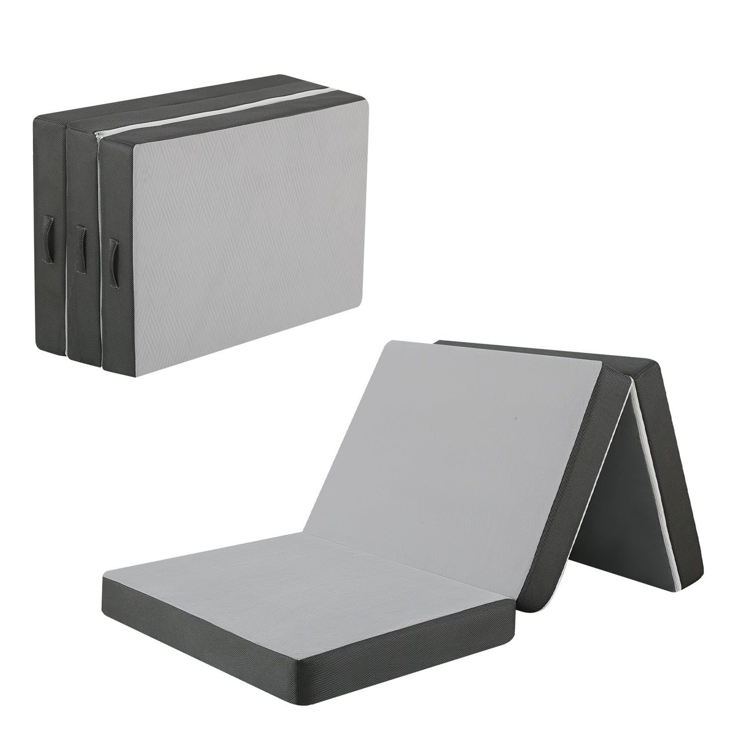 MeMoreCool Tri Fold Mattress 190x75cm, Single, 10cm Thick Foam Foldable Futon Mattress with Washable Cover, Portable Floor Guest Sleeping Mat for