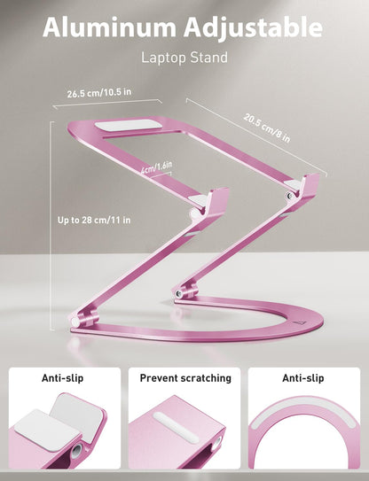 Laptop Stand, Maxonar Aluminum Ergonomic Laptop Riser Height Adjustable,Ventilated Foldable Laptop Holder for Desk Folds Flat for Portability
