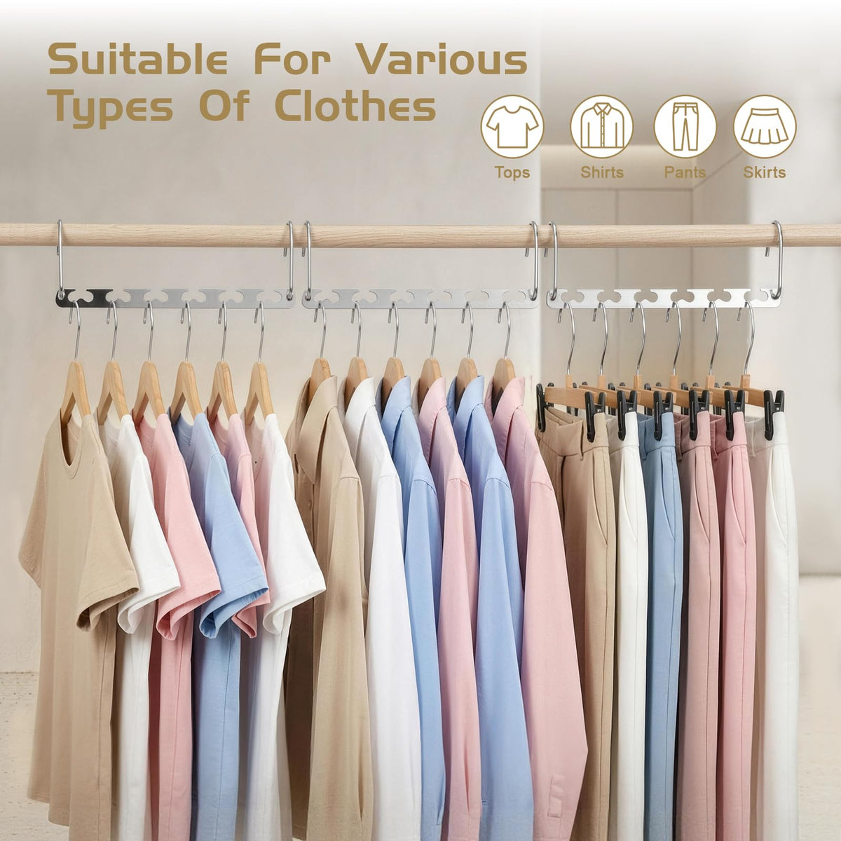 HOUSE DAY Space Saving Magic Hangers Pack of 20 Magic Hangers Metal Hanger Oragnizer Closet Space Saver Hangers