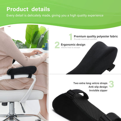 LargeLeaf Chair Ergonomic Armrest Pads Elbow Pillow Pressure Relief Office Chair Gaming Chair armrest with Memory Foam armrest Pads 2-Piece Set of