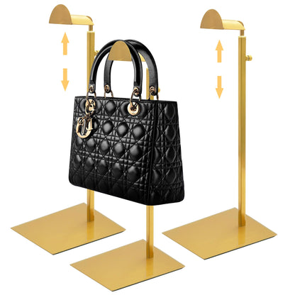 Royxen 3 Pack Handbag Rack Stainless Steel with Adjustable Height, Purse Display Stand Gold