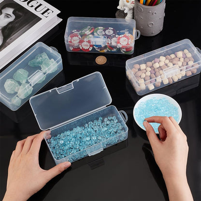 BENECREAT Rectangle Plastic Container Box, 4 Packs, 16.5x7.5x4.7cm