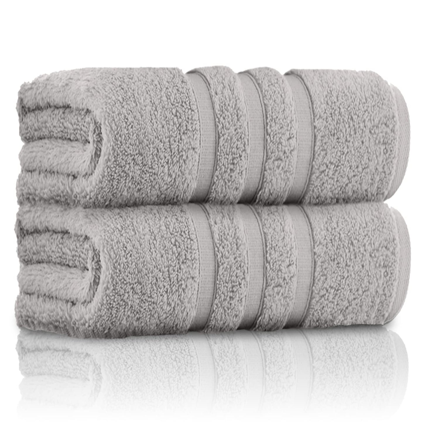 GC GAVENO CAVAILIA 100% Ringspun Cotton Bath Towels, Luxury 550 GSM Zero Twist Towel Sheets, Silver, 80x140 Bath Sheet