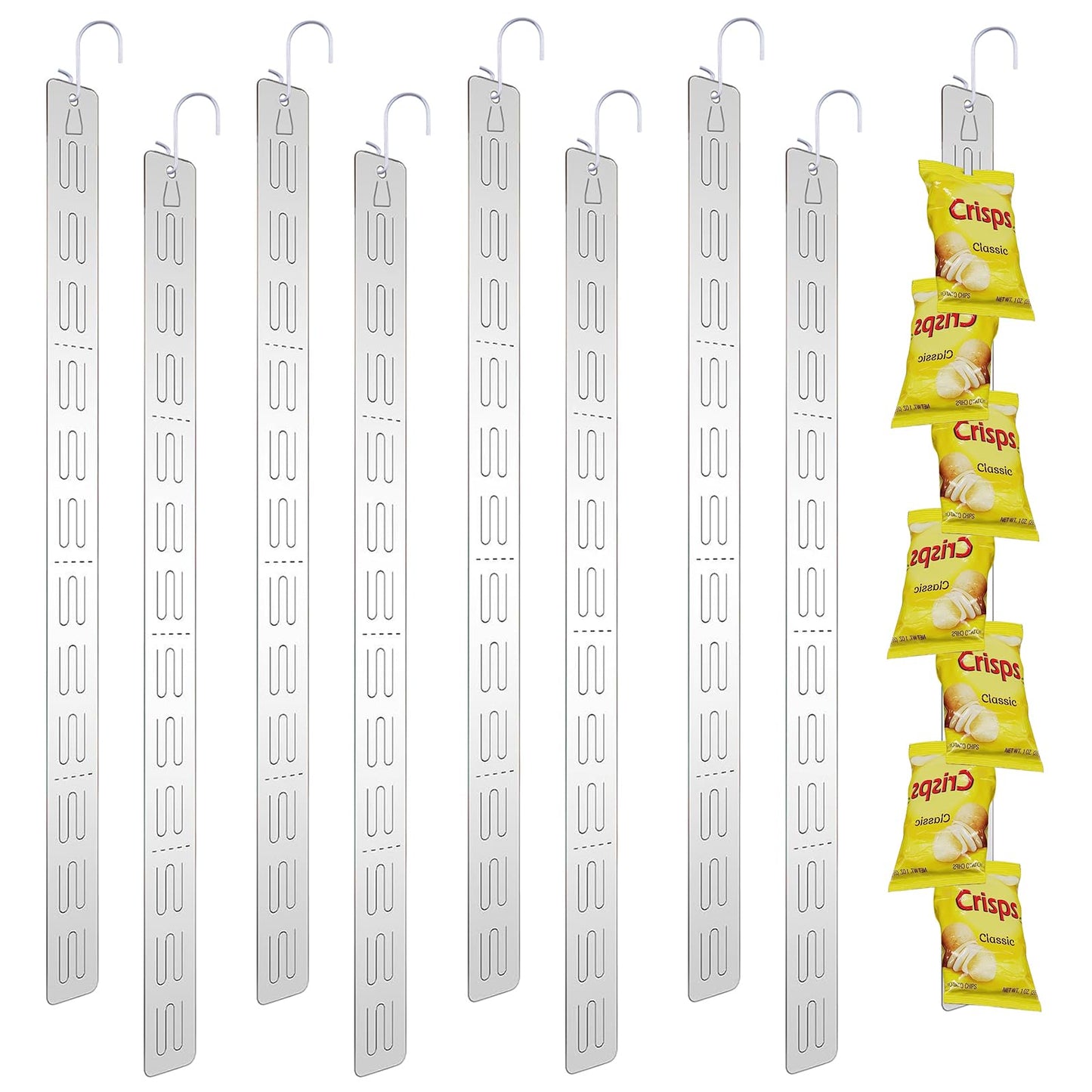 JINGHANGER Pack of 30 Hanging Strips Plastic Merchandise Show Stripes with Hooks Display Merchandise Strips for Retail Displays 60 x 4 cm