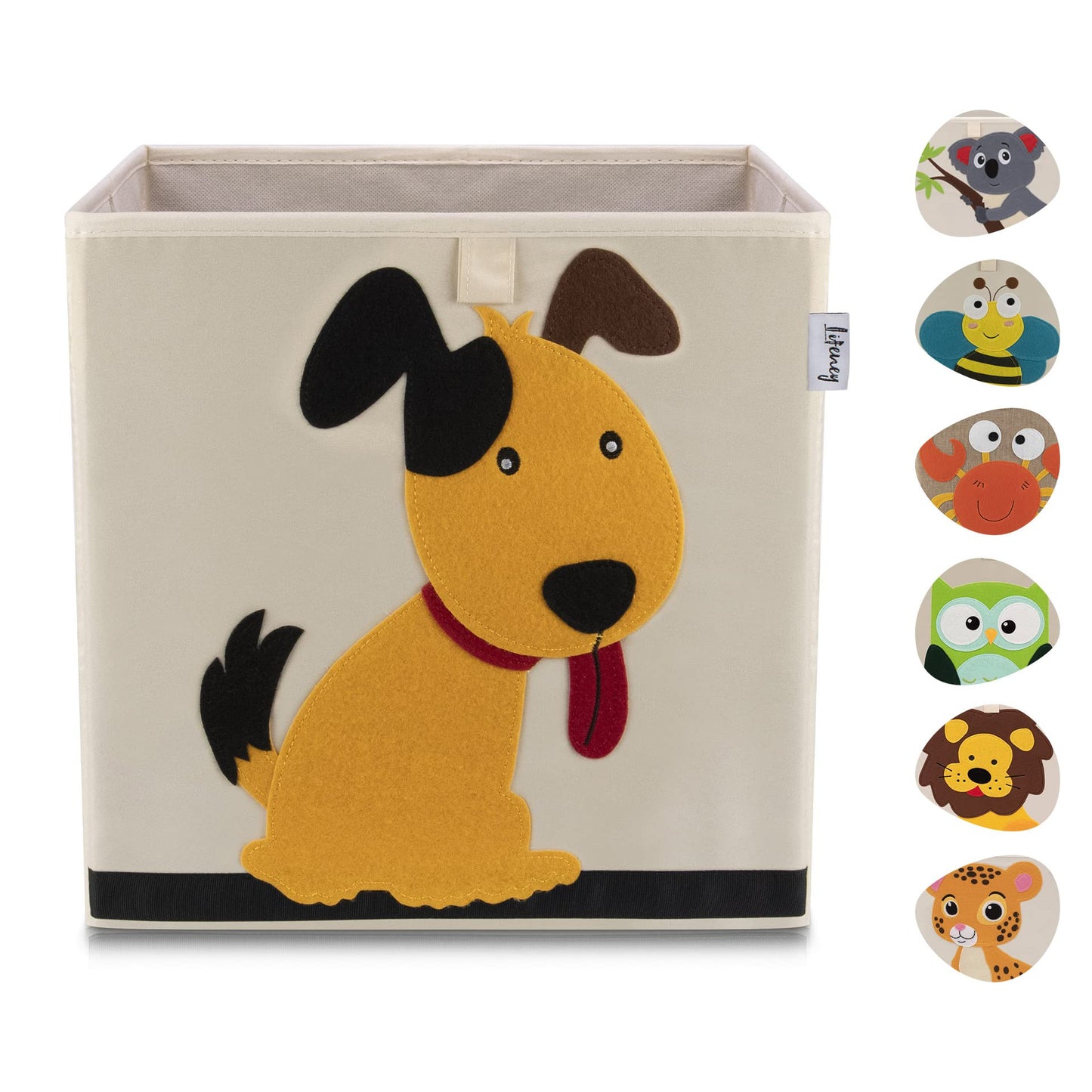 LIFENEY Children's Storage Box with Dog Motif, Toy Box with Animal Motif, Suitable for Cube Shelves, Organiser Box for the Children's Room