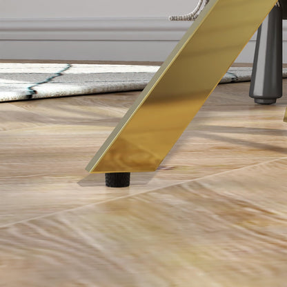 Small Glass Side Table with Gold Chrome Legs for Bedroom and Living Room