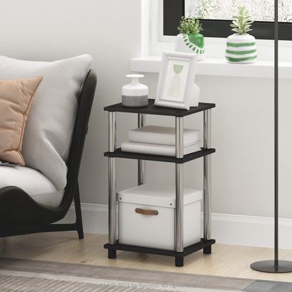 Furinno JUST Side Table Set of 2, 3-Tier End Tables, Open Shelves Night Stand, Nightstand, Toolless Assembly, for Living Room, Bedroom