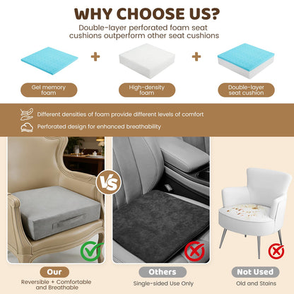 Recliner Cushions for Elderly 50* 50*12.5cm Grey Armchair Booster Cushion Large Dual-Layer Memory Foam Seat Chair Recliner Sofa Cushion Pad Support