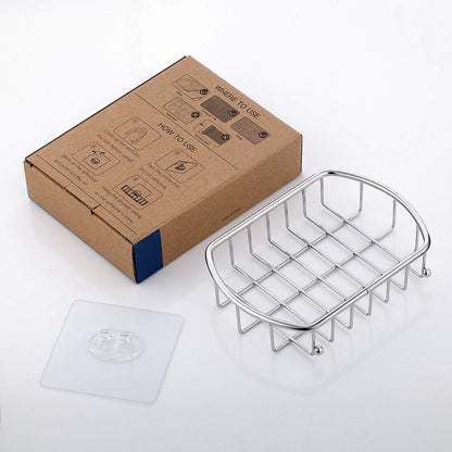 MaxHold Traceless Self Adhesive Soap Dish, Stainless Steel Soap Basket Never Rust, Bathroom Shower Caddy, Kitchen Sponge Holder
