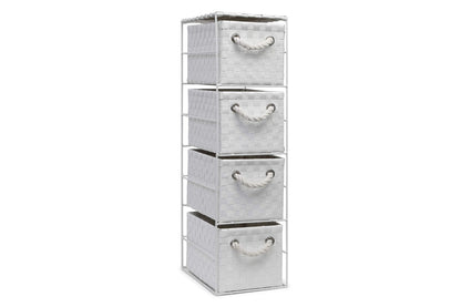 Arpan White 4 Drawer Storage Cabinet Unit Ideal for Home/Office/Bedrooms (4-Drawer Unit -18x25xH65cm)