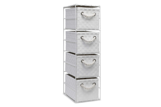 Arpan White 4 Drawer Storage Cabinet Unit Ideal for Home/Office/Bedrooms (4-Drawer Unit -18x25xH65cm)