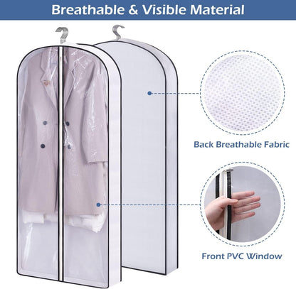 SLEEPING LAMB 50" Clear Garment Bags for Hanging Clothes Storage 4" Gussetes Dress Bags for Closet Storage Coat Cover for Suits, Sweater