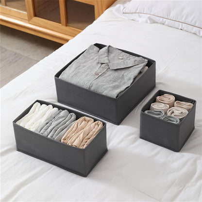 DIRXVMC Sock Underwear Drawer Organisers 3 packs Dresser Drawer Organizers Foldable Wardrobe Storage Box Fabric Drawer Dividers for Bra, Socks