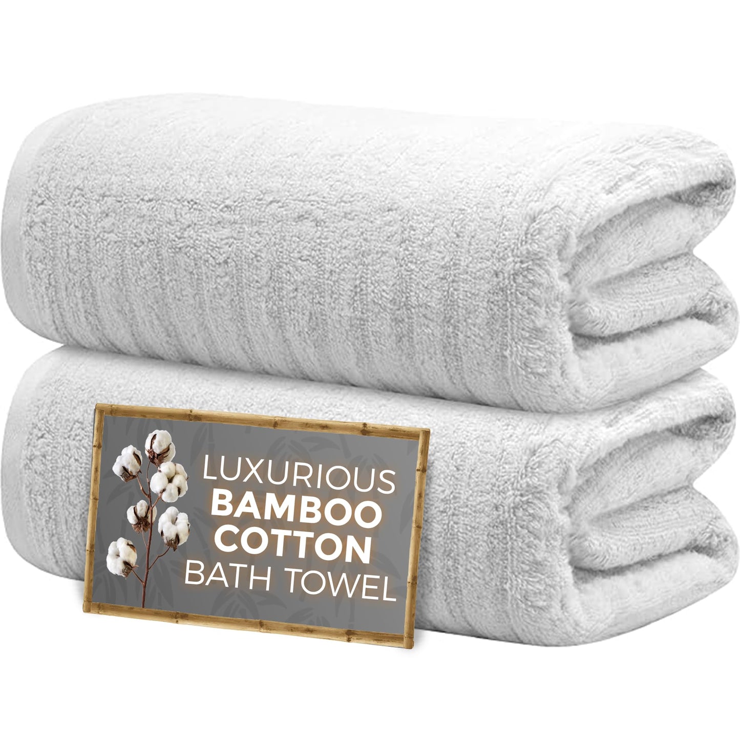 Towelogy Premium Bath Towels for Bathroom Set of 2 (70x120 cm), Super Soft Bamboo Cotton Blend Bathroom Towels (2, Snowy)