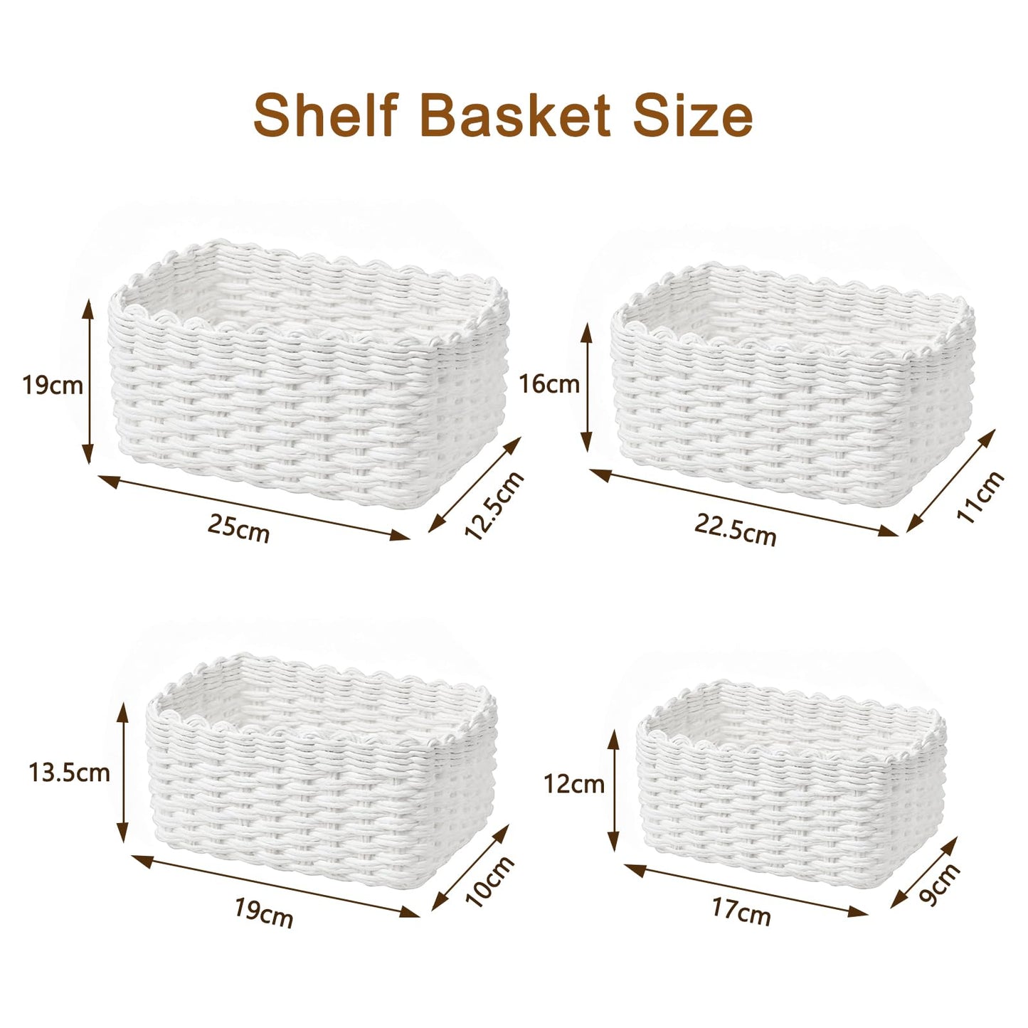 Purecas Woven Storage Baskets 4-Piece Set Stackable Paper Rope Baskets Boho Decor Organiser Box for Nursery Changing Table Living Room Kitchen