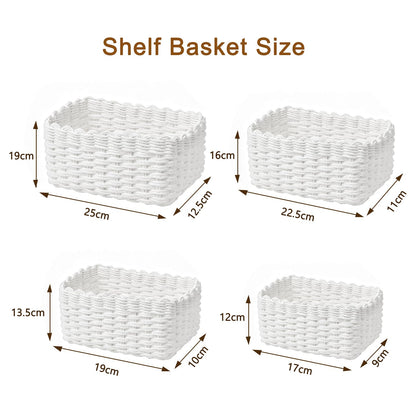 Purecas Woven Storage Baskets 4-Piece Set Stackable Paper Rope Baskets Boho Decor Organiser Box for Nursery Changing Table Living Room Kitchen