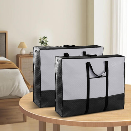 Moving Bags, 2 Pcs 140 L Large Storage Bags with Lid, Heavy Duty Moving Bag, Packing Bag for Moving House Clothes Duvet Underbed Travelling Laundry