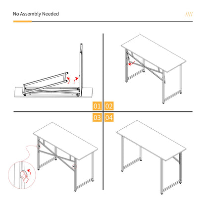 Lutown-Teen Folding Desk 120 cm No Assembly Required, Beige