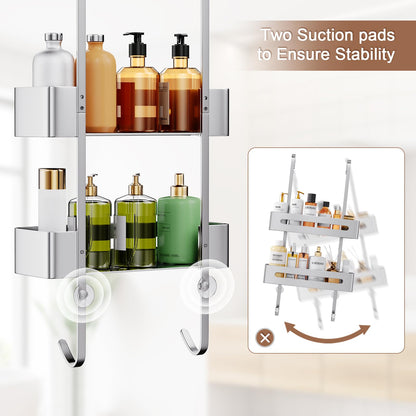 Ajex Shower Caddy Hanging,Over Door Shelf Storage with 2 Tier Rack Hanging, No Drilling Stainless Material Shower Shelf Bathroom Organizer,Storage