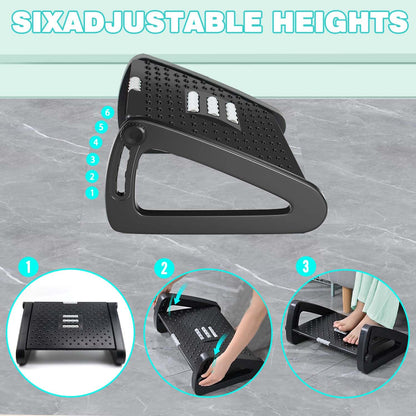 Hmfmdy Foot Rest Under Desk, Office Foot Rest with Massage Texture and Roller, Adjustable Height Ergonomic Foot Stool Under Desk for Office and Home