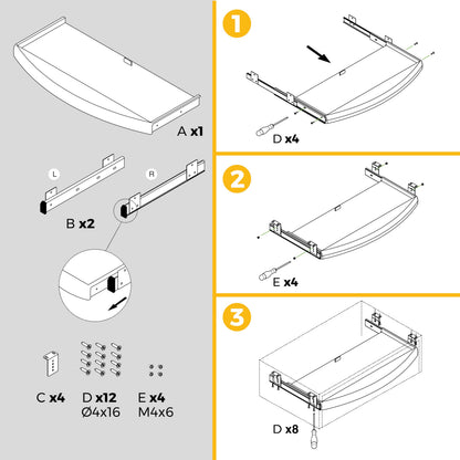 Emuca - Sliding keyboard shelf with auxiliar mouse tray, under desk keyboard tray