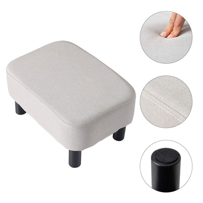 YMYNY 42CM Footstool, Rectangle Ottoman with Stable Wooden Legs, Modern Linen Fabric Footrest, Change Shoes Stool for Living Room