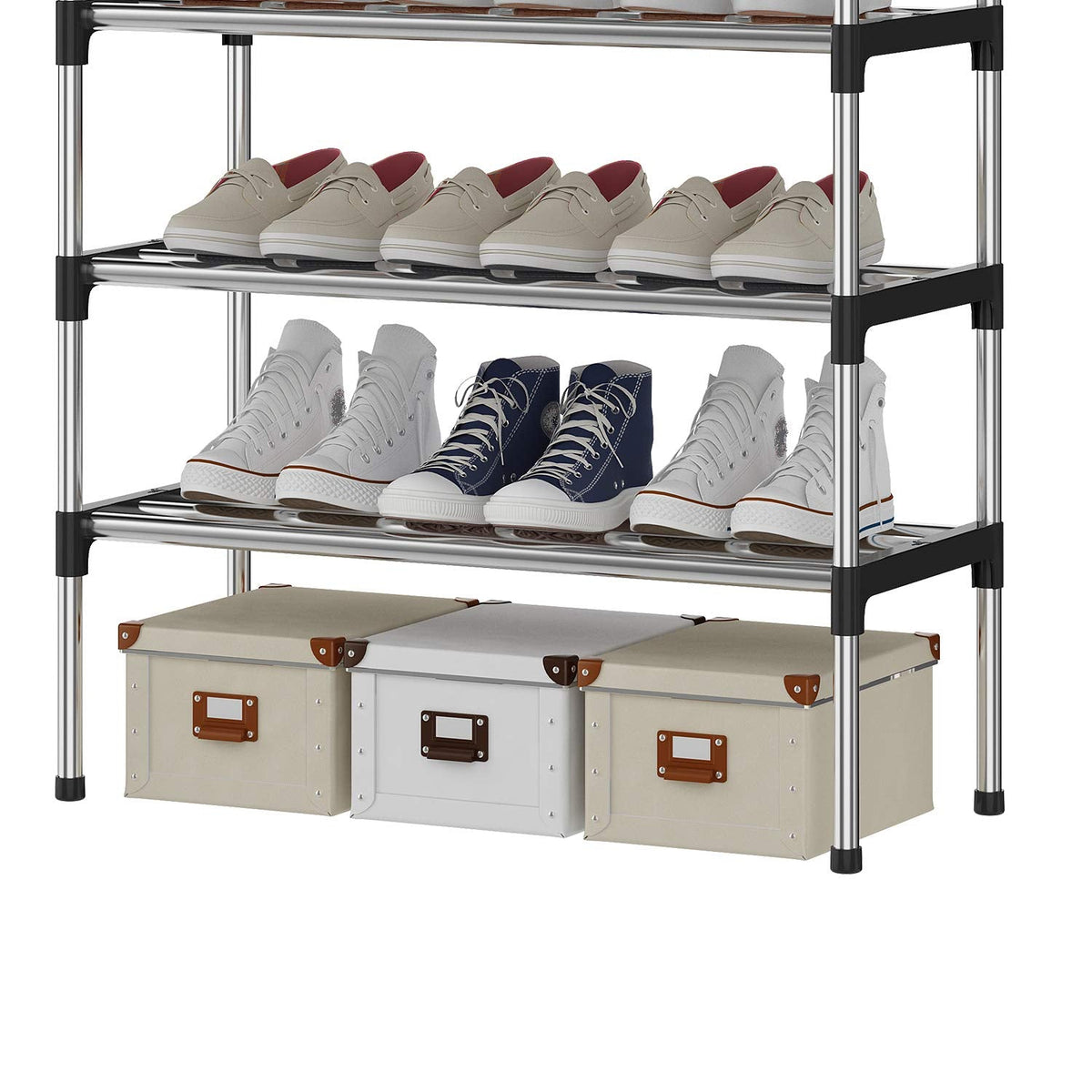 AcornFort® S-5 6 Tiers 18 Pairs Small Shoe Storage Rack Organiser Shelf Hold Stand (Silver)