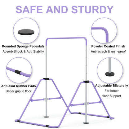 GYMMAGE Gymnastics Bars with Bar Pad, Junior Training Kip Bar Gymnastics Equipment for Home Garden, Adjustable Height Gymnastic Folding Horizontal Bar