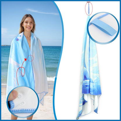 ZIOSINM Beach Towel Microfiber Beach Towel for Adult, 180 * 90cm Extra Large Beach Towel for Swimming, Beach, Travel, Sand Free, Quick Dry