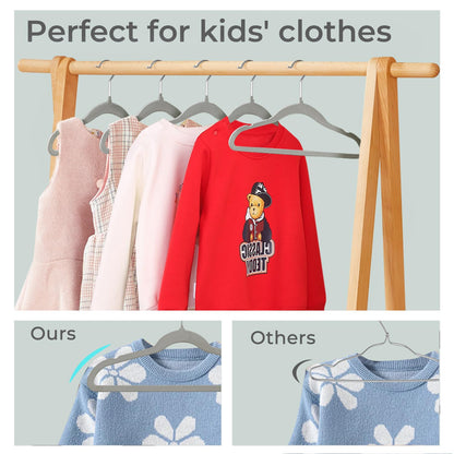 ManGotree 14 Inch Kids Velvet Hangers Felt Children's Hangers 22 Pack Grey