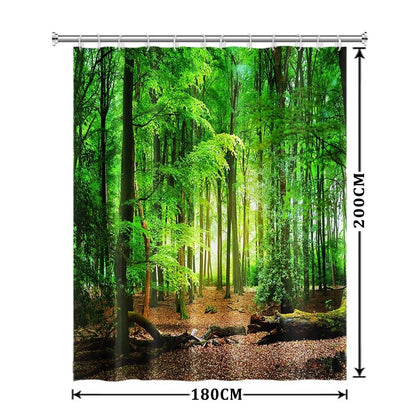 Xiaoterna Spring Shower Curtain Nature Landscape 3D Scenery Bathroom Curtain Deciduous Forest Bathroom Curtain Tropical Rainforest Shower Curtain