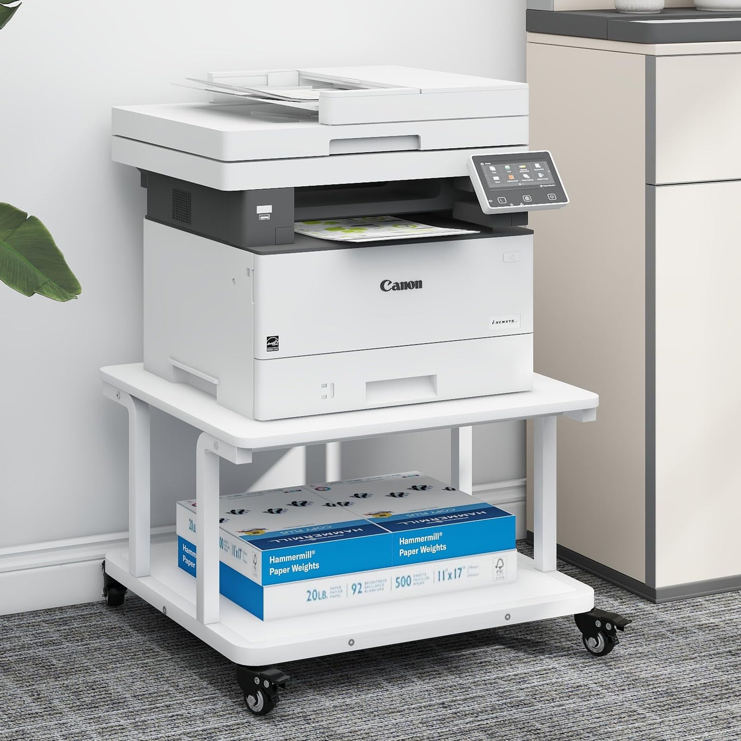 PUNCIA 2-Tier Laser Printer Stand with Storage Shelf for Home Office