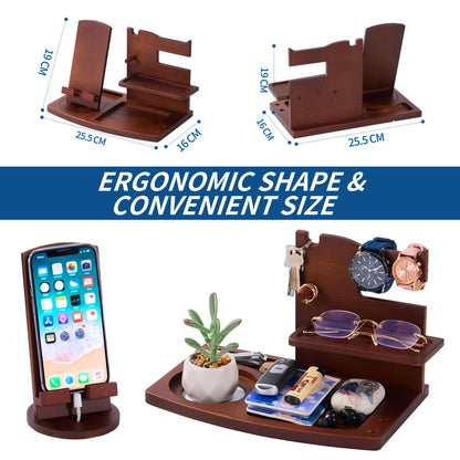 ELEVAT Gift Ideas Men Christmas Wooden Docking Station Desk Organizer Fathers Gifts Anniversary Men Birthday Gifts for Him Valentine Christmas Gift