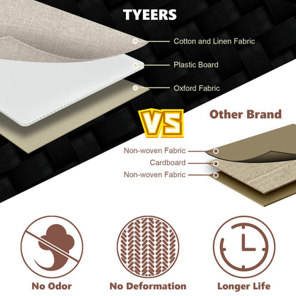TYEERS Extra Large Storage Box with Lids and Compartments, Collapsible, Washable, Fabric Box with Lid for Clothes, Wardrobe Storage, 55x33x30 cm, Set