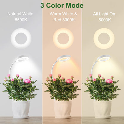 Grow Lights for Indoor Plants, Clip On 6500K Full Spectrum LED Grow Light, Two Installation Options Plant Light, 3 Colors Grow Lamp with 360?