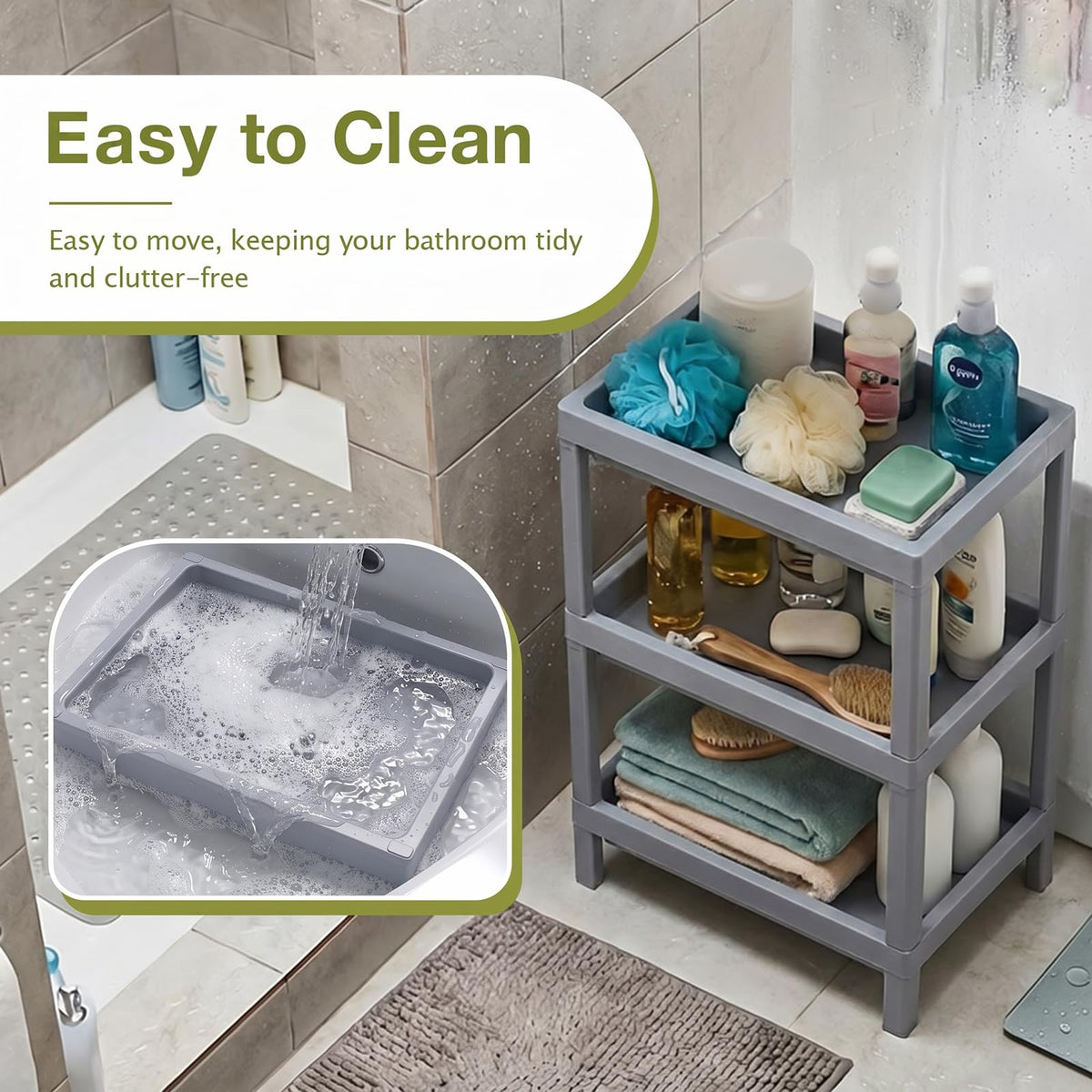 Sweetmirth 3 Tier Storage Trolley,Shelf Unit,Suitable for kitchens,bathrooms, garages,bedrooms,offices(3 Tier:61 * 40 * 27cm)