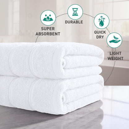 2 Pack Bathroom Towel I 100% Cotton I Highly Absorbent Towels I White